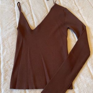 Zara Ribbed One-Shoulder Top